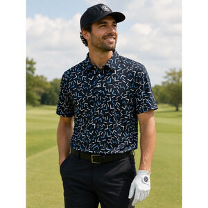 Y2K FULL WEDGE Mens Golf Polo Shirt Size M Geometric Gorpcore Sports Performance